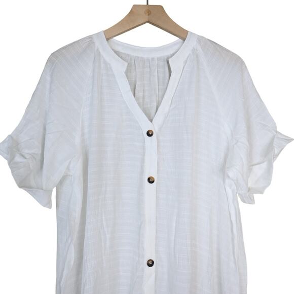 Cupshe Womens L White V-Neck & Curved Hem Button Up Cover-Up NEW - Picture 4 of 13